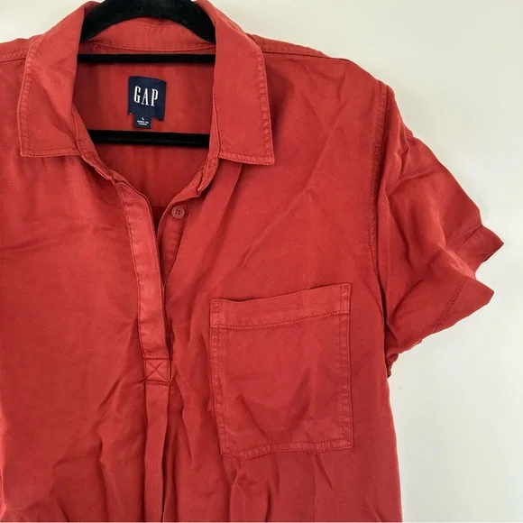 NWT GAP Chili Oil Red Midi T-Shirt Dress with Front Chest Pocket Size Large - Picture 2 of 6